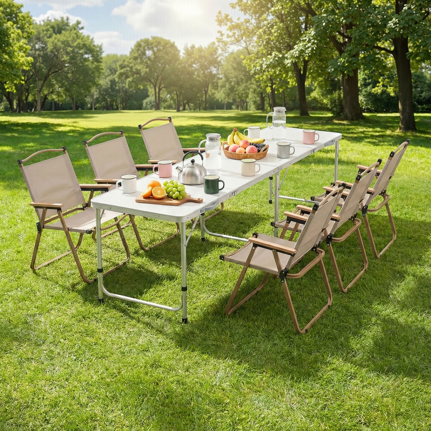 Weisshorn 7-Piece Camping Table & Chair Set ā Folding Aluminium, Portable Picnic