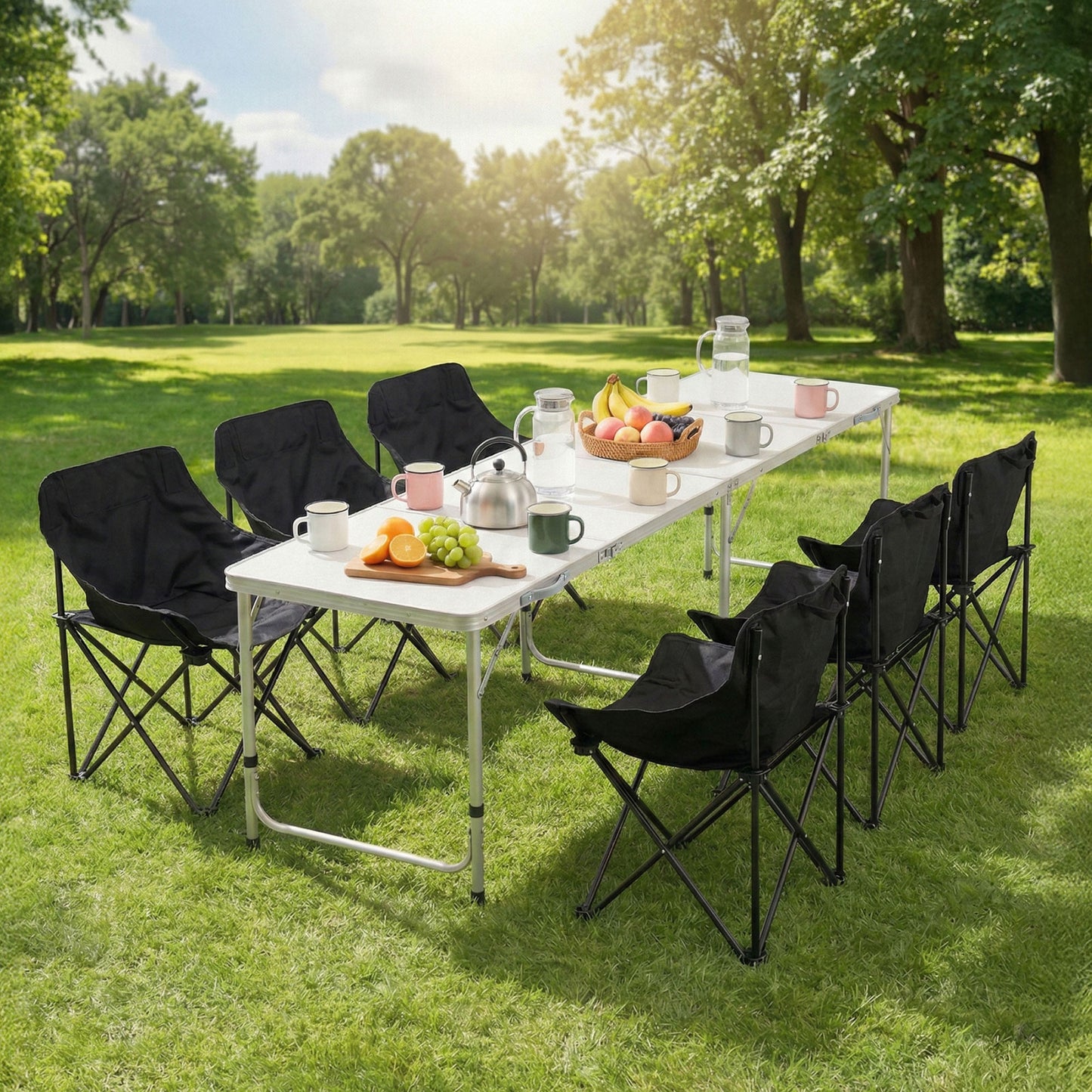 Weisshorn 7-Piece Camping Set ā Table & 6 Moon Chairs