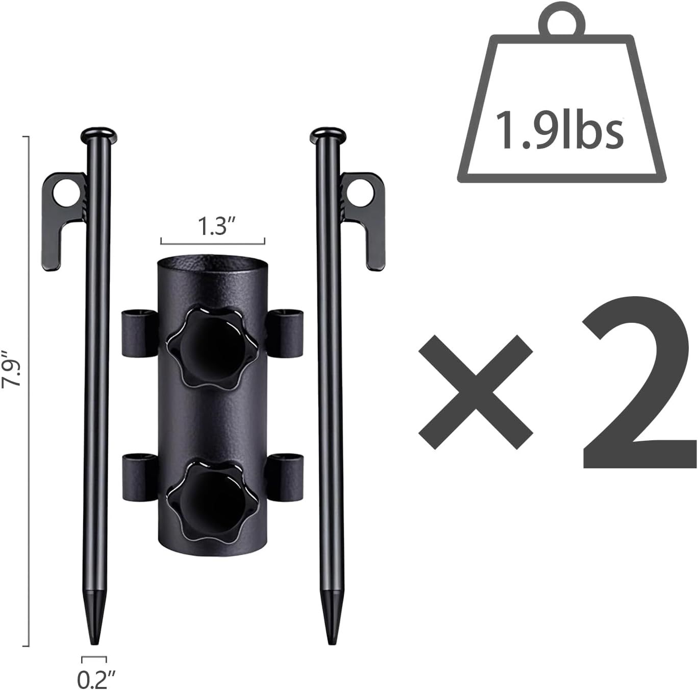 Camping Tent Pole & Ground Stake Set – Portable Holder Fishing Rod Stand