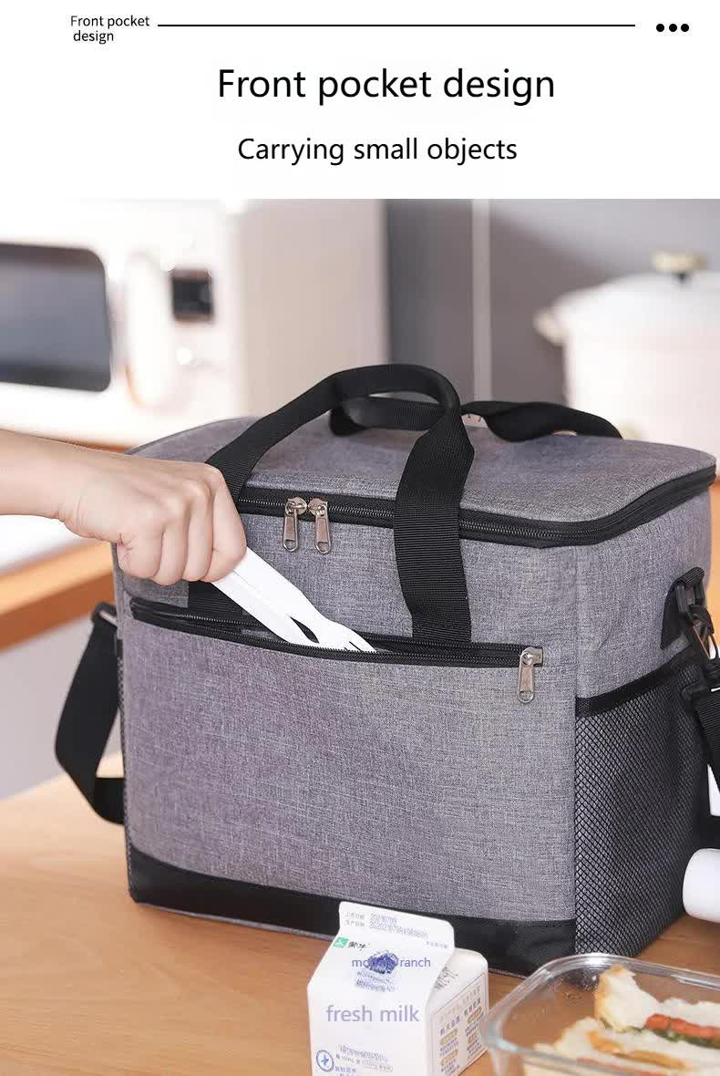 18L Insulated Cooler Bag ā Leakproof Thermal Tote with Shoulder Strap, Grey