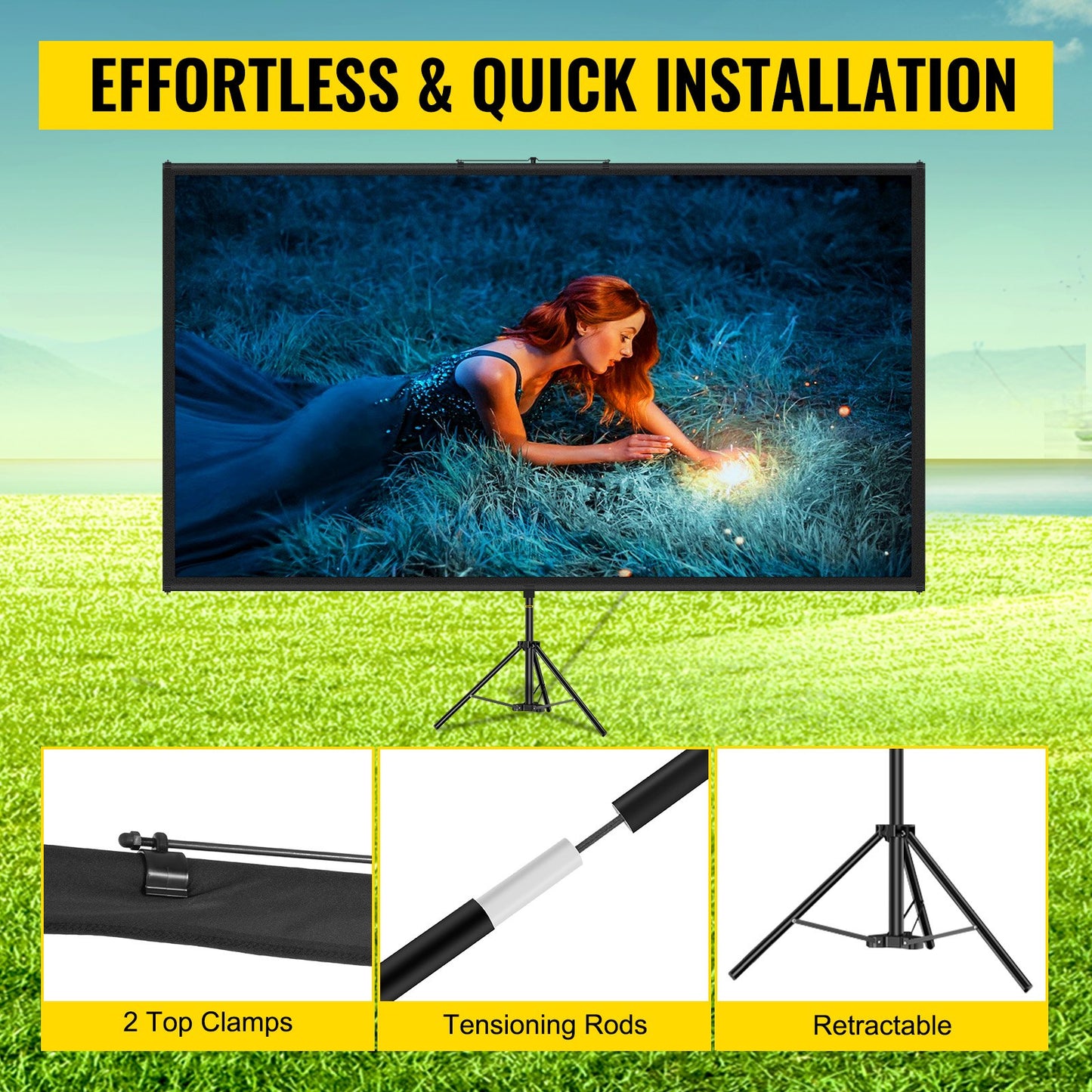 Portable 80-Inch Projector Screen with Tripod Stand ā 4K HD