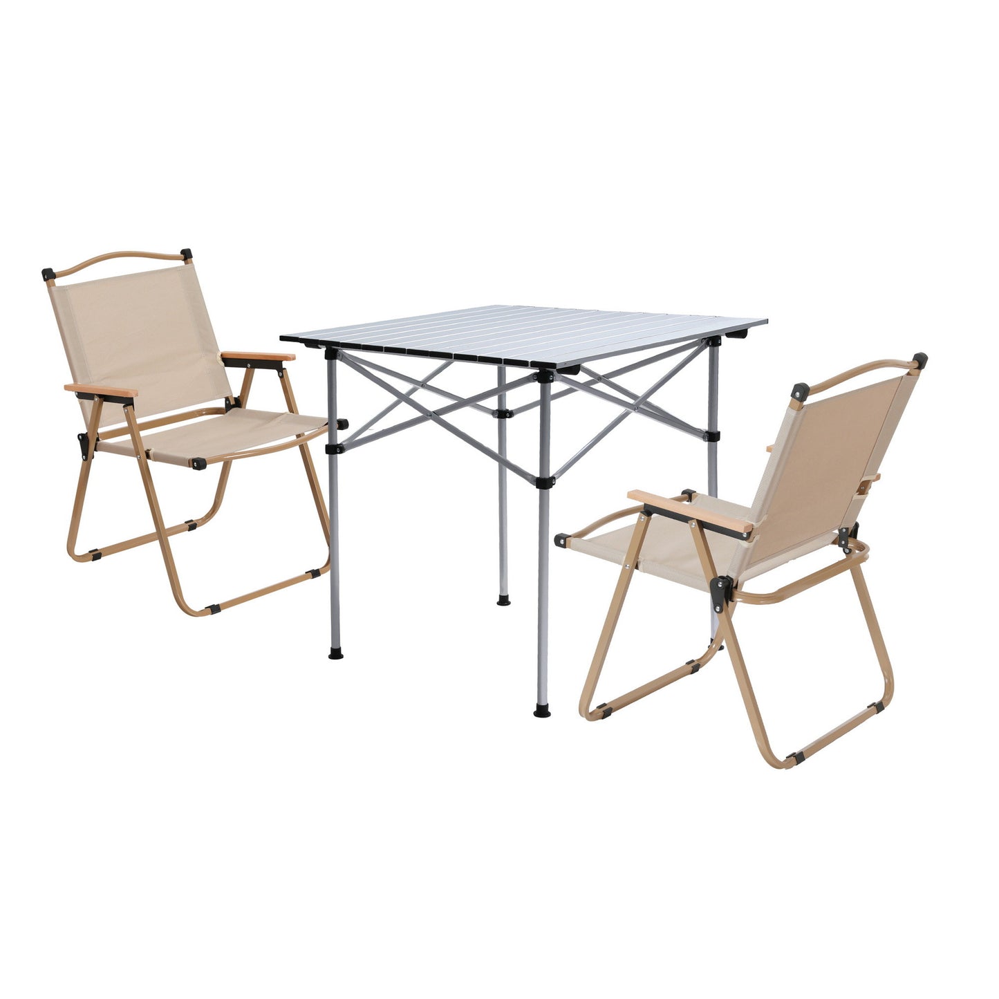 Weisshorn 3-Piece Camping Table & Chair Set – Folding Aluminium Portable