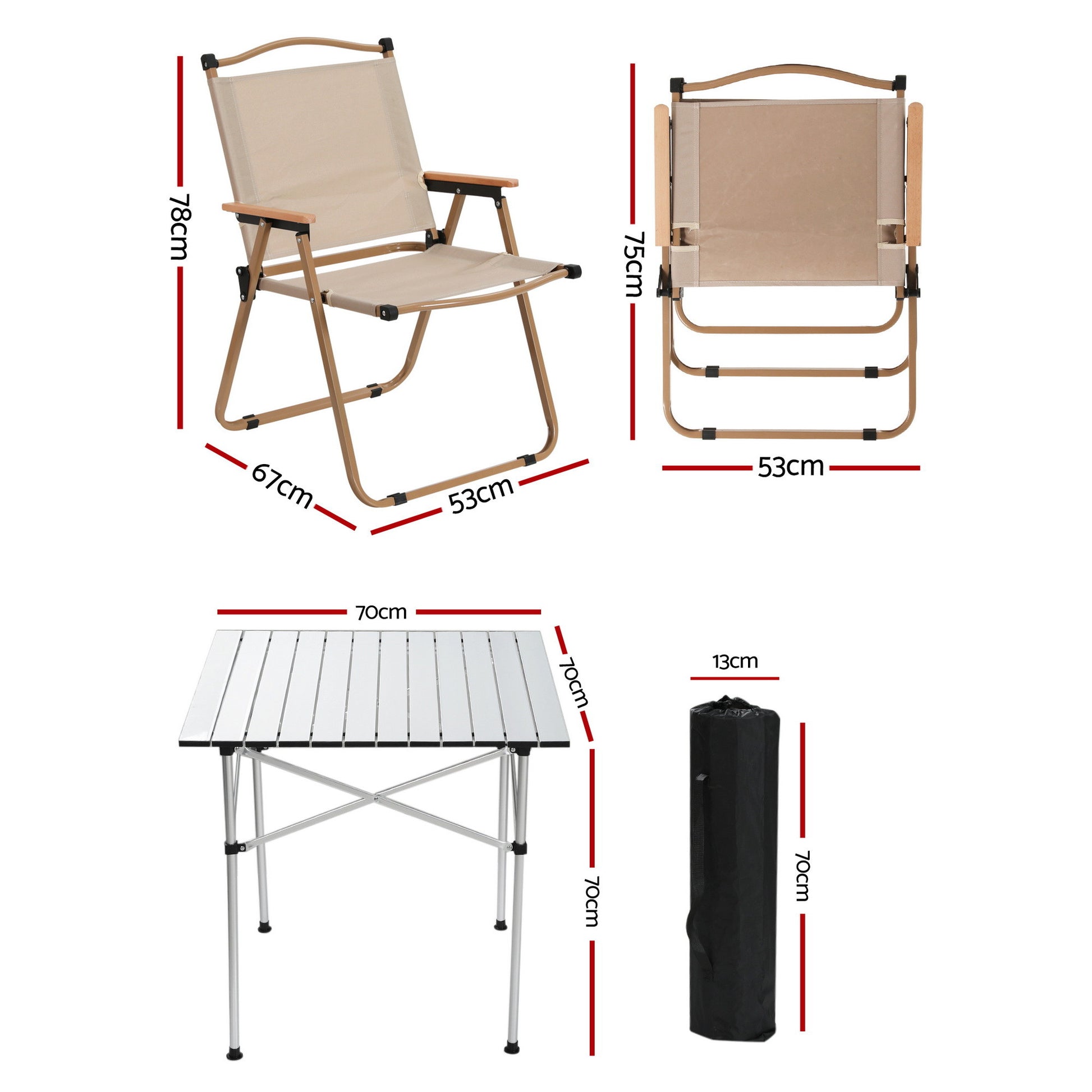 Weisshorn 3-Piece Camping Table & Chair Set – Folding Aluminium Portable