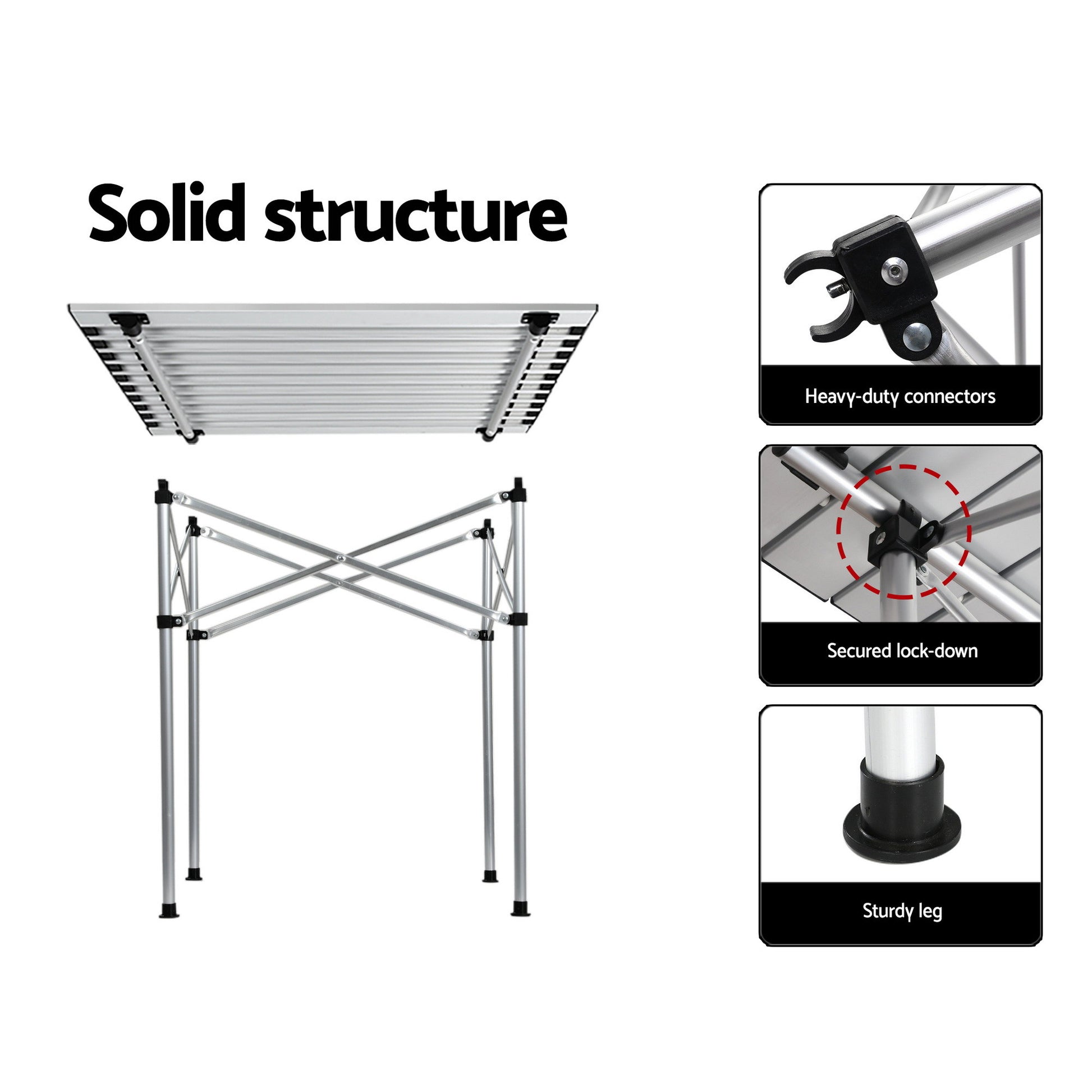 Weisshorn 3-Piece Camping Table & Chair Set – Folding Aluminium Portable