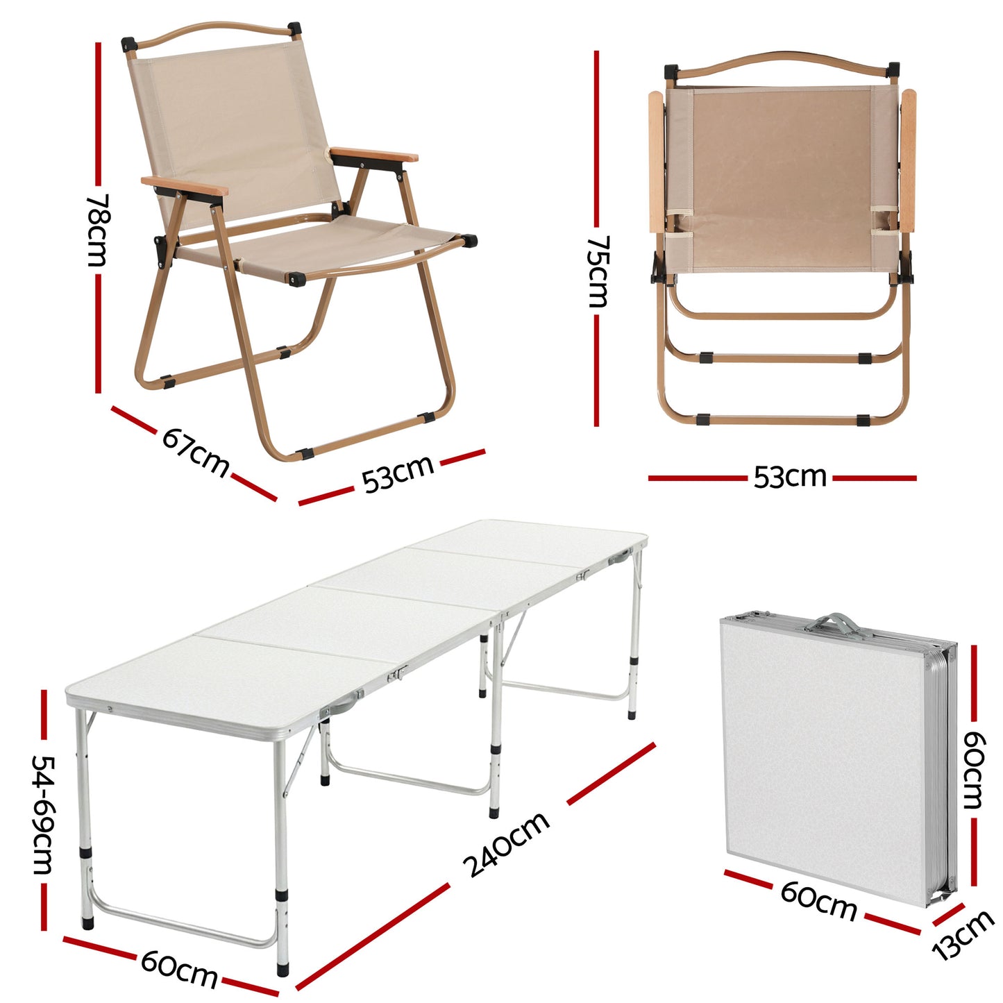 Weisshorn 7-Piece Camping Table & Chair Set – Folding Aluminium