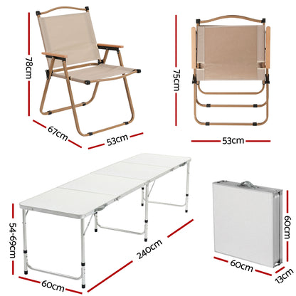 Weisshorn 7-Piece Camping Table & Chair Set – Folding Aluminium