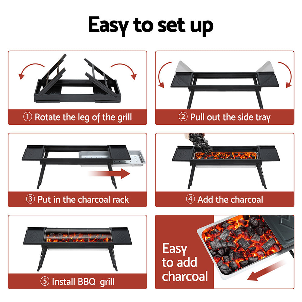 Grillz Charcoal BBQ Smoker – Portable Foldable Camping Grill