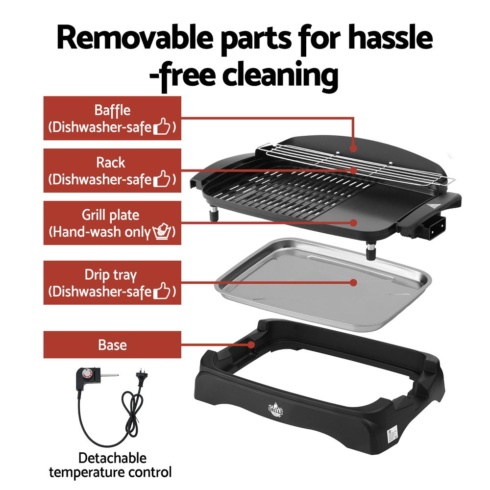 Grillz 1950W Electric BBQ Grill – Non-Stick, Indoor & Outdoor