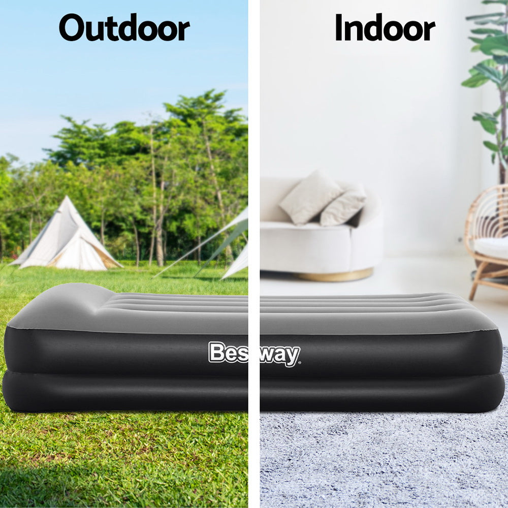 Bestway Single Air Mattress 46cm – Inflatable Camping Bed Black