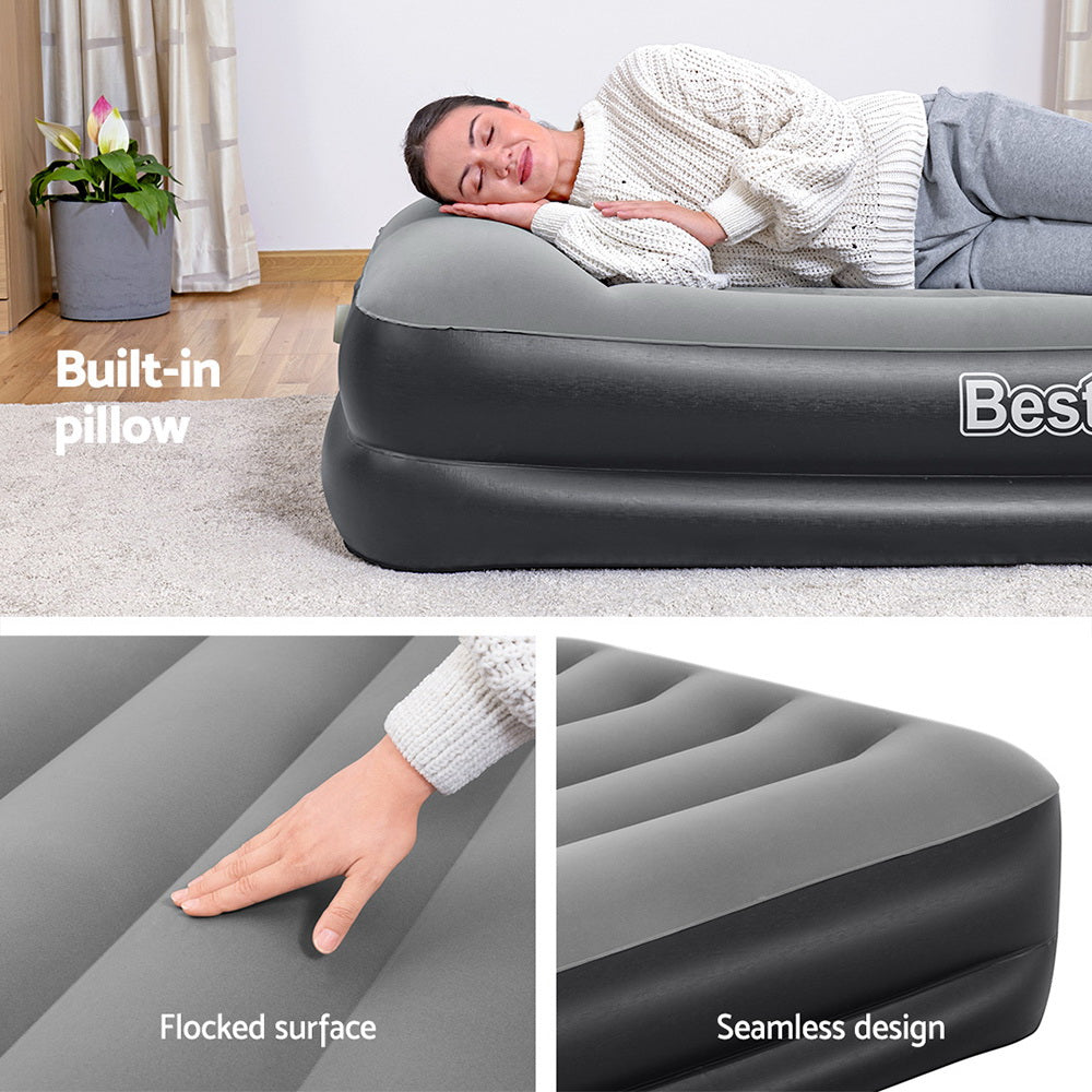 Bestway Single Air Mattress 46cm – Inflatable Camping Bed Black