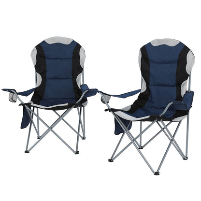 Weisshorn Folding Armchair 2-Pack – High-Back Padded, Cup Holder, Navy