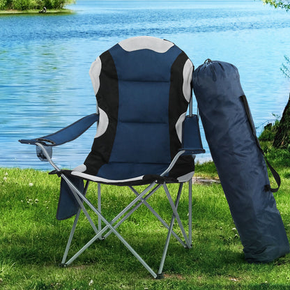Weisshorn Folding Armchair 2-Pack – High-Back Padded, Cup Holder, Navy