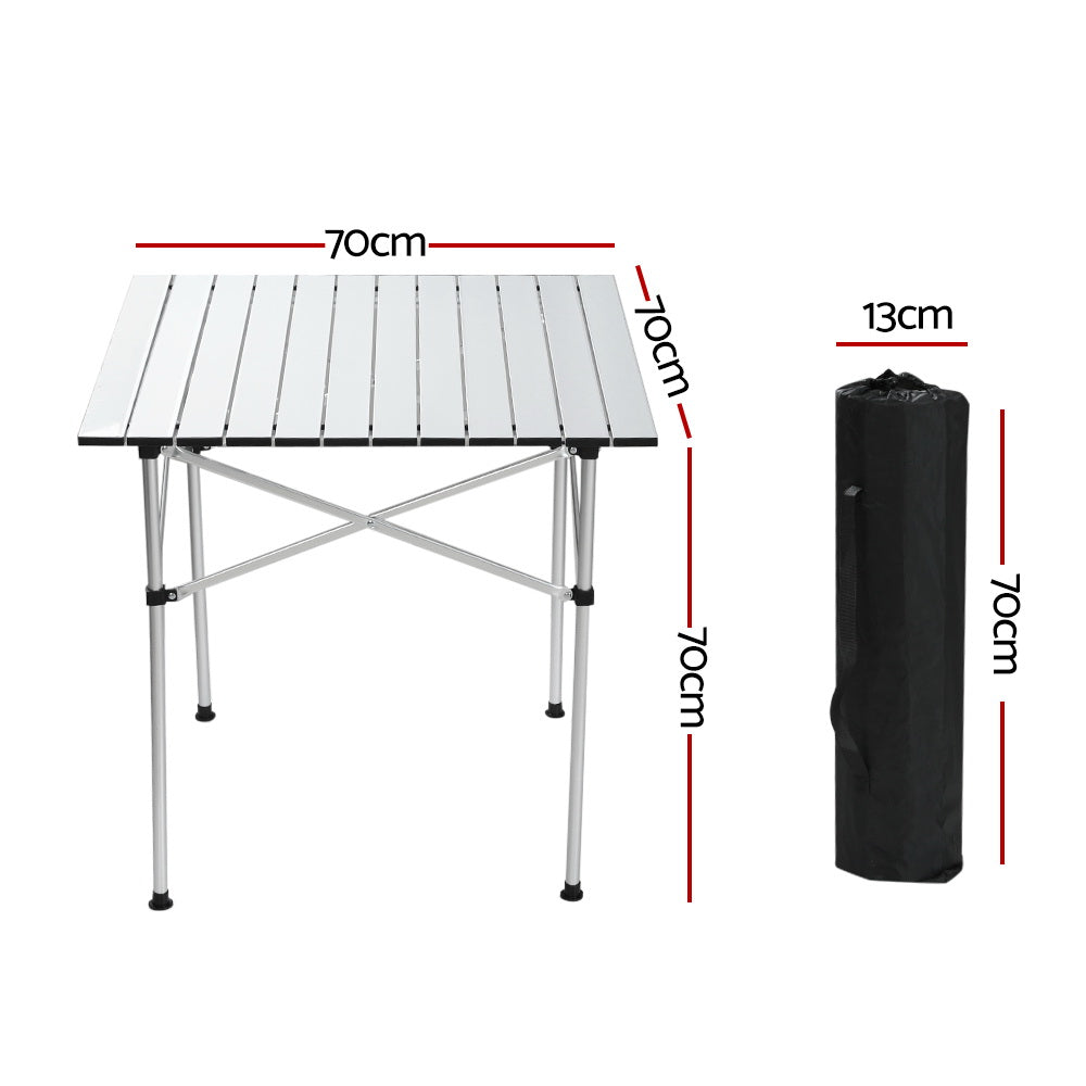 Weisshorn 70cm Roll-Up Camping Table – Portable Aluminium Picnic Desk