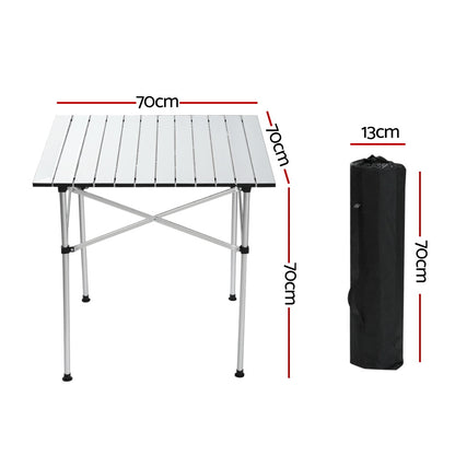 Weisshorn 70cm Roll-Up Camping Table – Portable Aluminium Picnic Desk