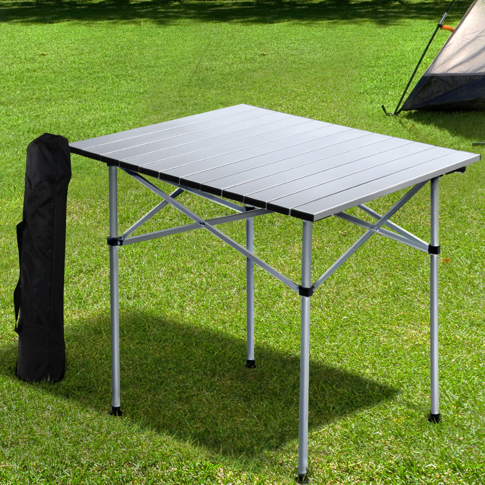 Weisshorn 70cm Roll-Up Camping Table – Portable Aluminium Picnic Desk
