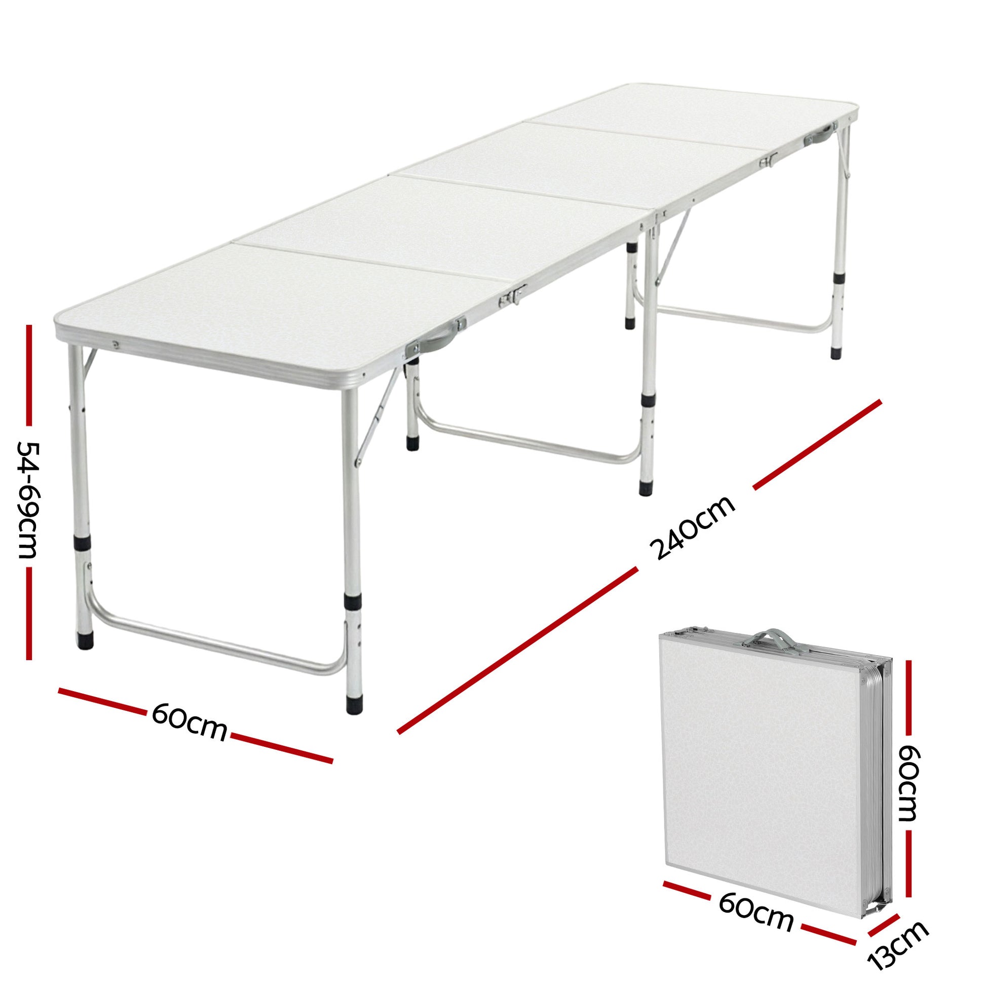 Weisshorn 240cm Folding Camp Table – Portable Aluminium BBQ & Picnic Desk