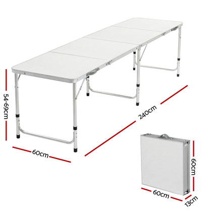 Weisshorn 240cm Folding Camp Table – Portable Aluminium BBQ & Picnic Desk