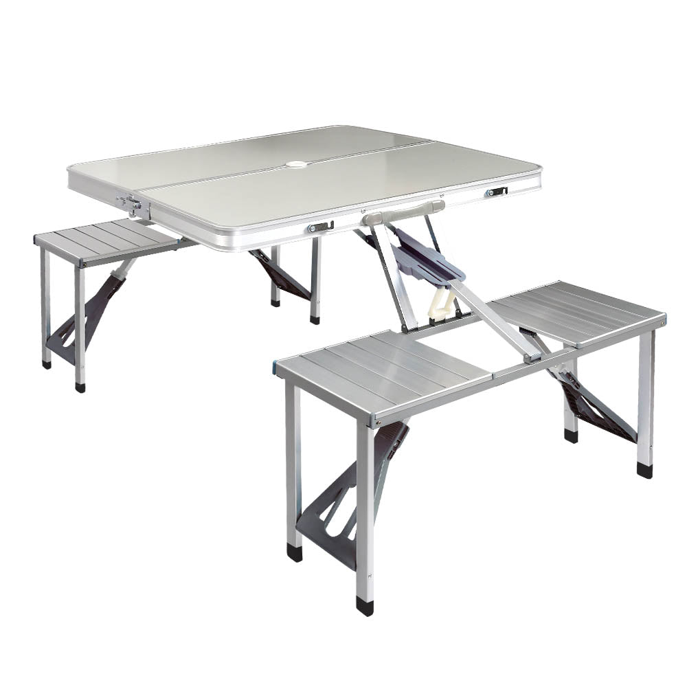Weisshorn Folding Camping Table with 2 Bench Seats – MDF Top