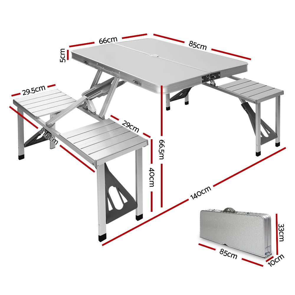 Weisshorn Folding Camping Table with 2 Bench Seats – MDF Top