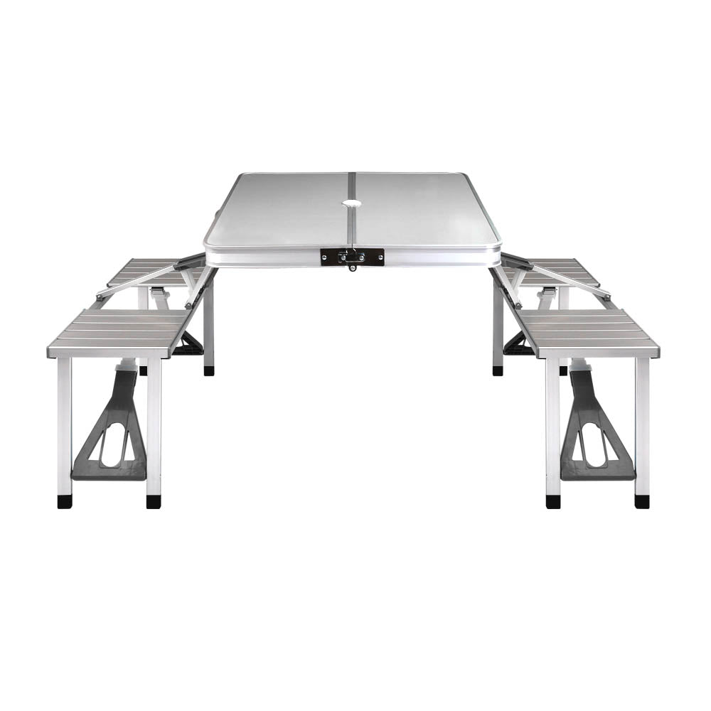 Weisshorn Folding Camping Table with 2 Bench Seats – MDF Top