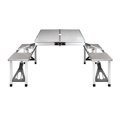 Weisshorn Folding Camping Table with 2 Bench Seats – MDF Top