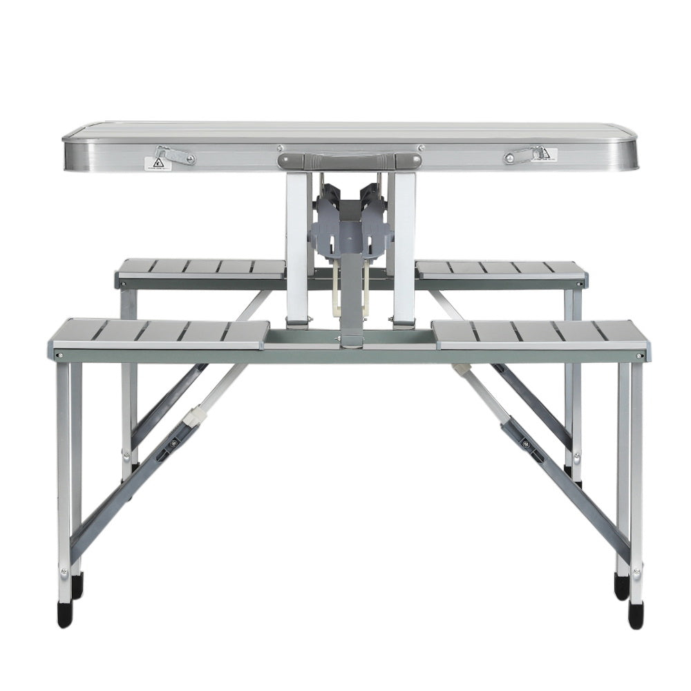 Weisshorn Folding Camping Table with 2 Bench Seats – MDF Top