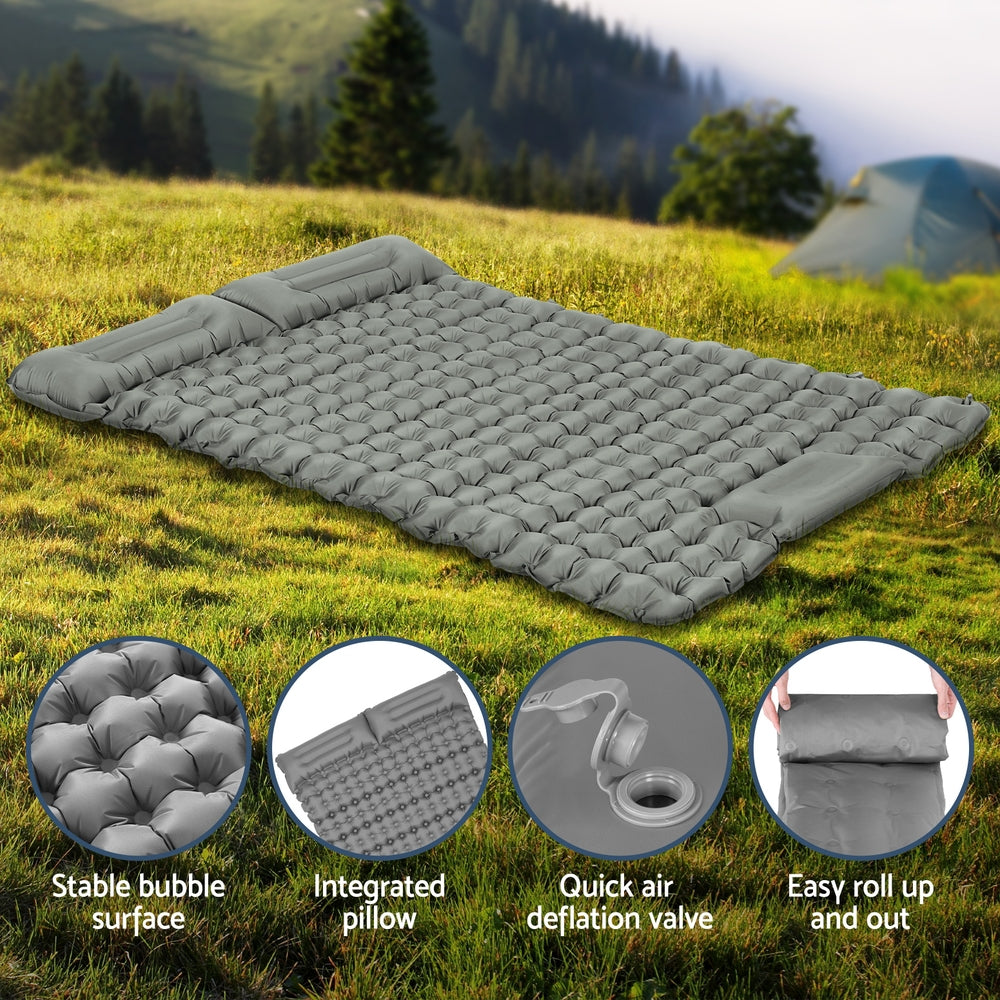 Weisshorn Double Self-Inflating Camping Mat – Pillow Bag Green