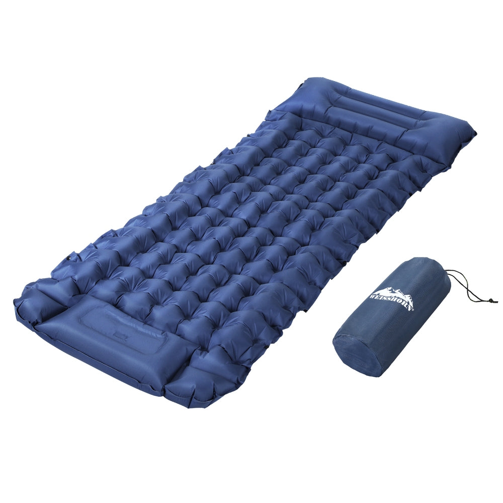 Weisshorn Single Self-Inflating Camping Mat – Pillow Bag Blue Solo