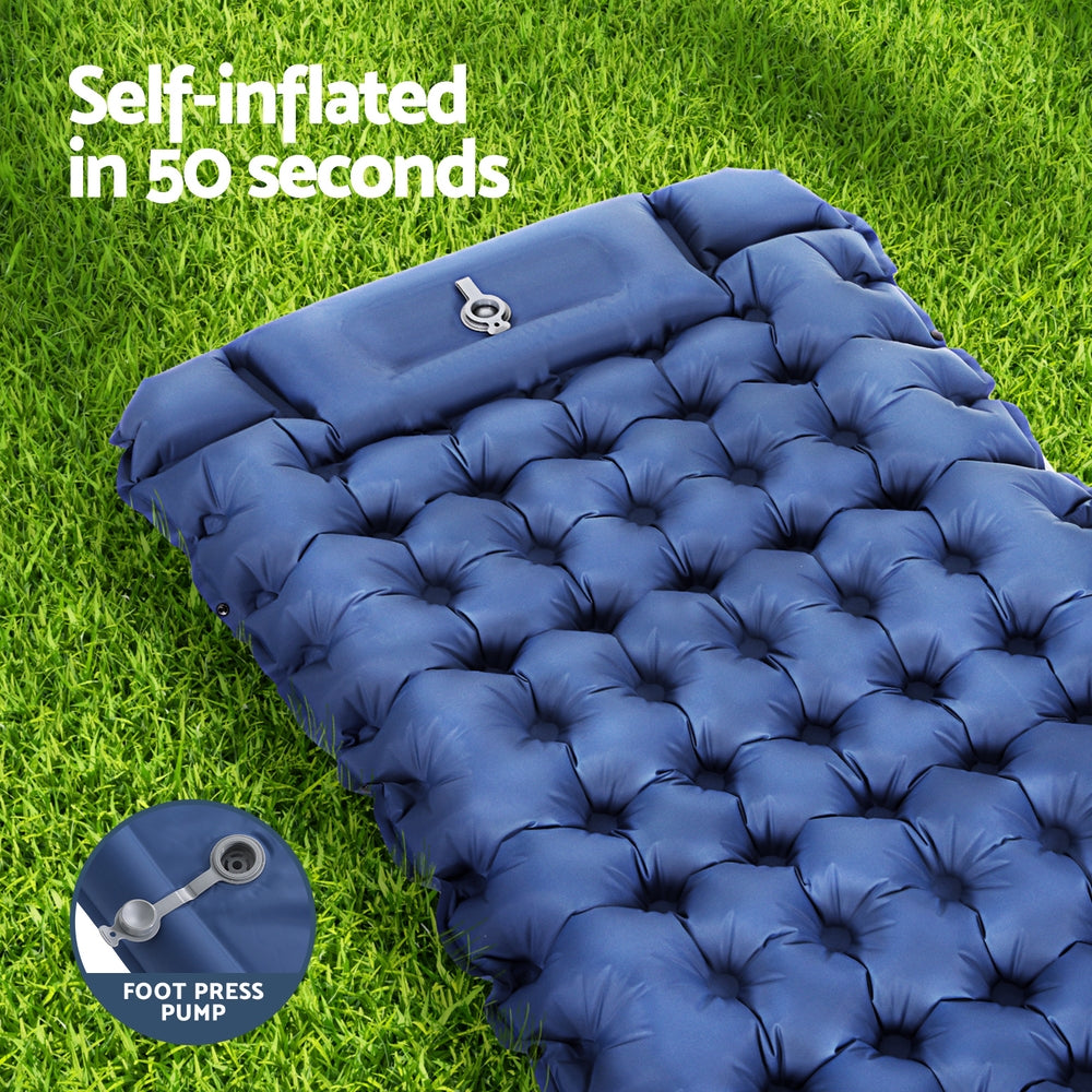 Weisshorn Single Self-Inflating Camping Mat – Pillow Bag Blue Solo