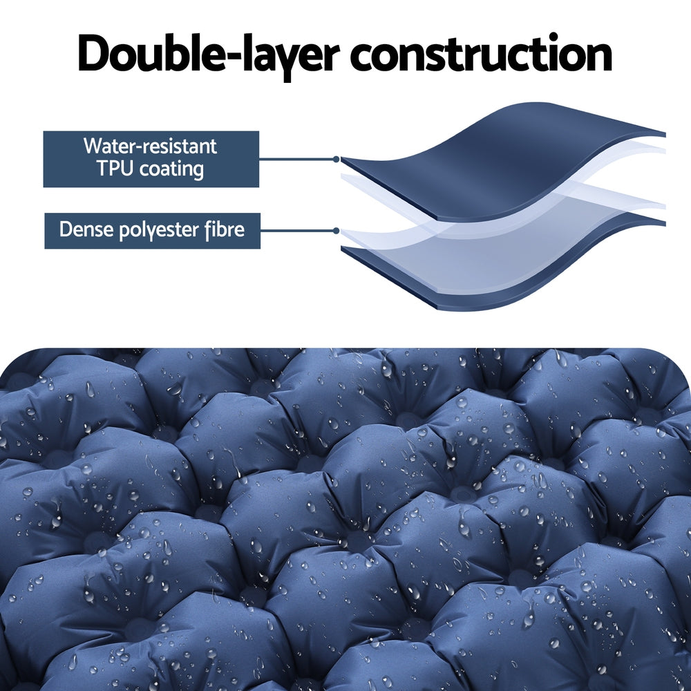 Weisshorn Single Self-Inflating Camping Mat – Pillow Bag Blue Solo