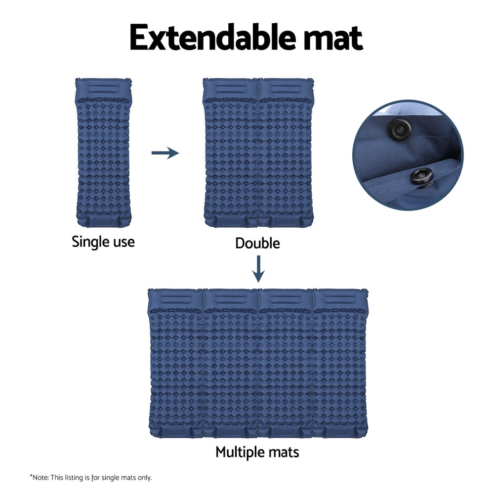 Weisshorn Single Self-Inflating Camping Mat – Pillow Bag Blue Solo