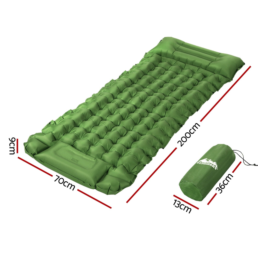 Weisshorn Single Self-Inflating Camping Mat – Pillow Green Compact