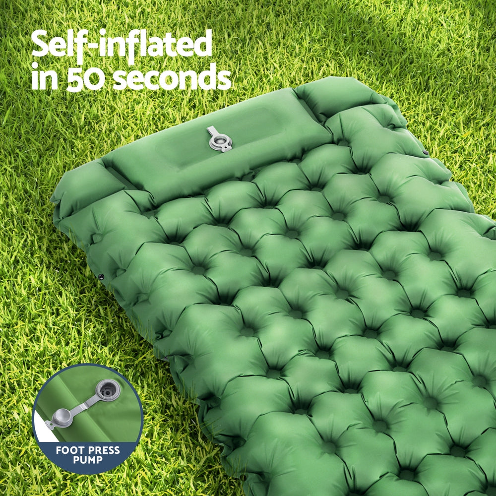 Weisshorn Single Self-Inflating Camping Mat – Pillow Green Compact