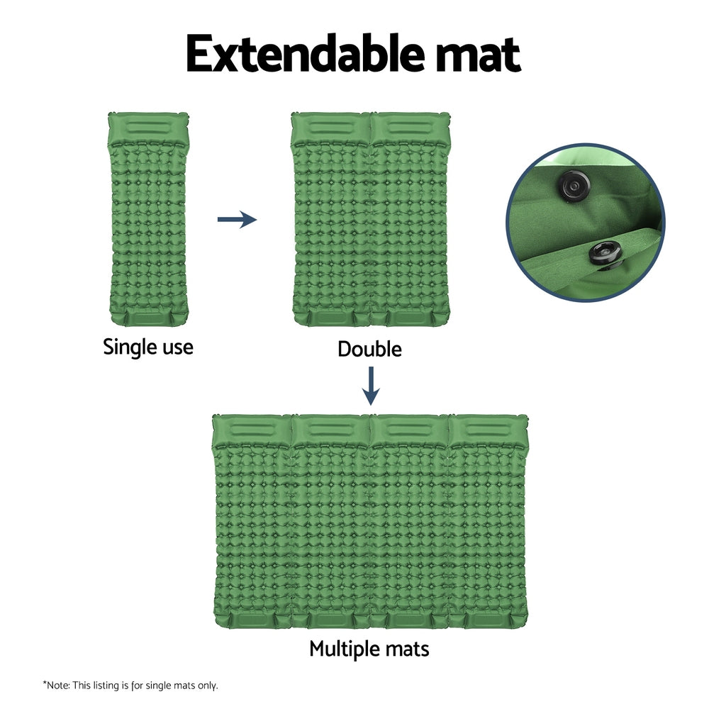 Weisshorn Single Self-Inflating Camping Mat – Pillow Green Compact