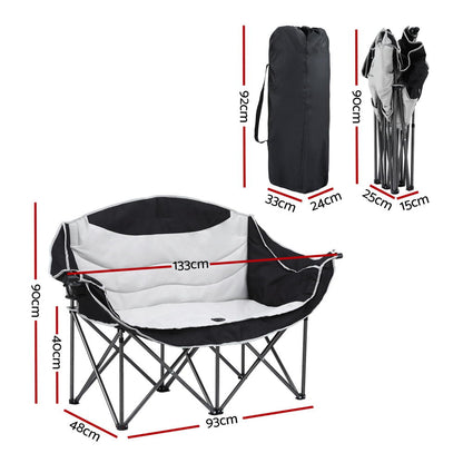 Weisshorn Double Moon Chair – Foldable Loveseat, 240KG Capacity