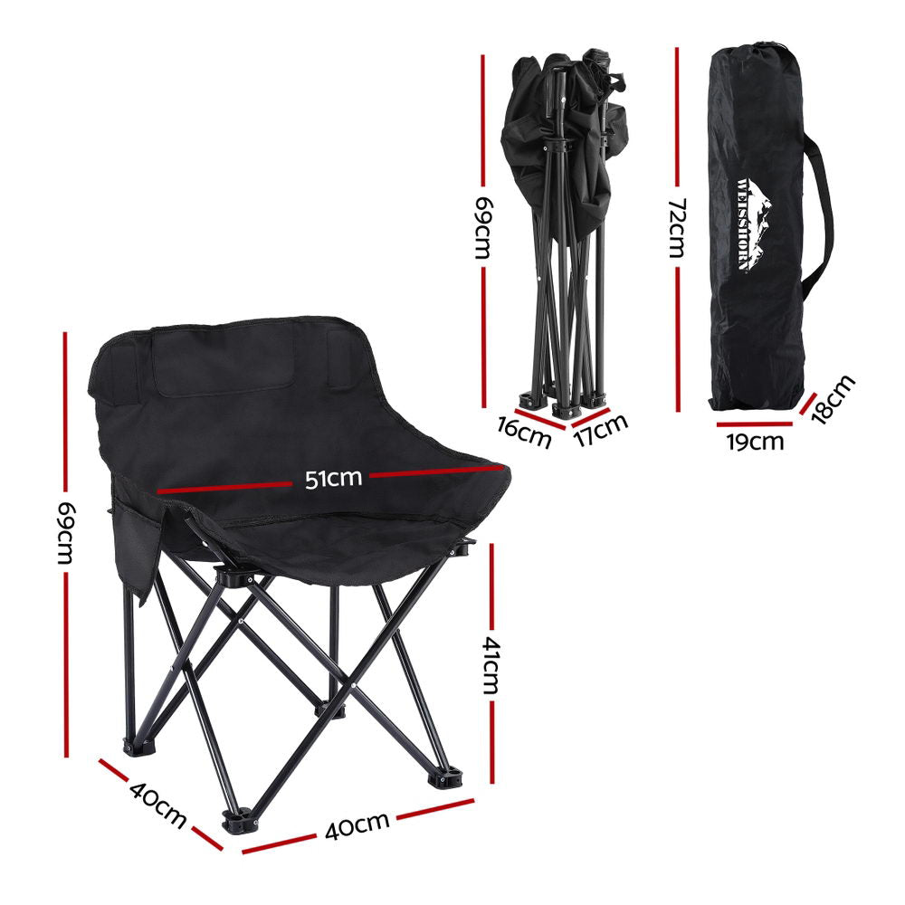 Weisshorn Moon Chair – Single Foldable Camp Chair, 120KG, Black