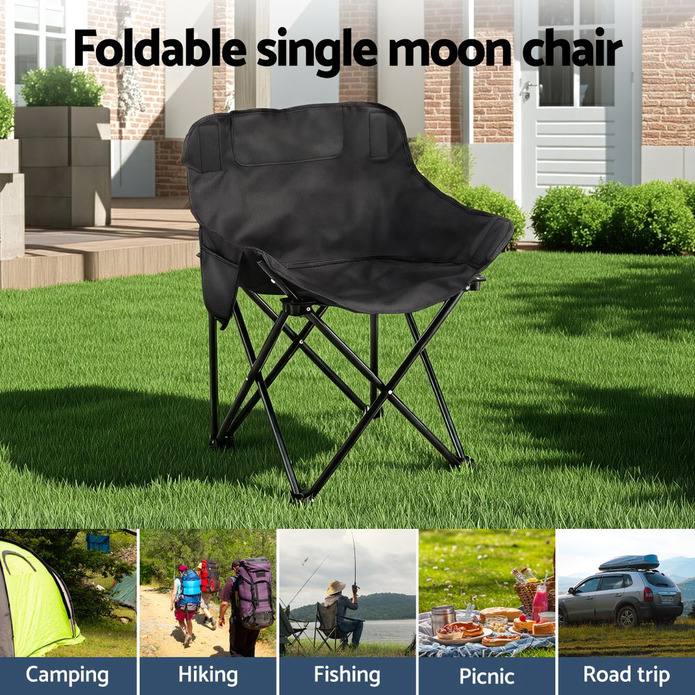 Weisshorn Moon Chair – Single Foldable Camp Chair, 120KG, Black