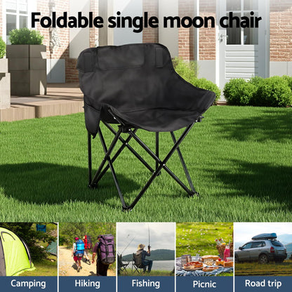 Weisshorn Moon Chair – Single Foldable Camp Chair, 120KG, Black
