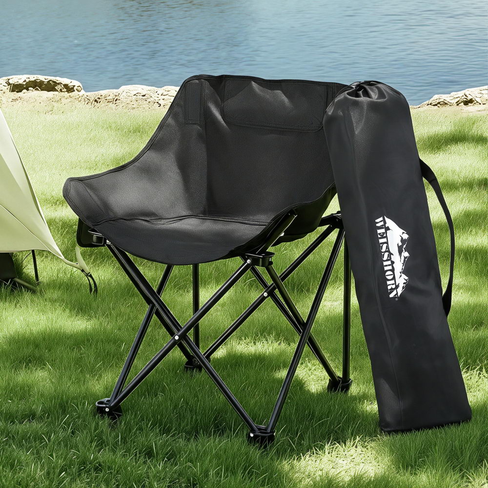 Weisshorn Moon Chair – Single Foldable Camp Chair, 120KG, Black