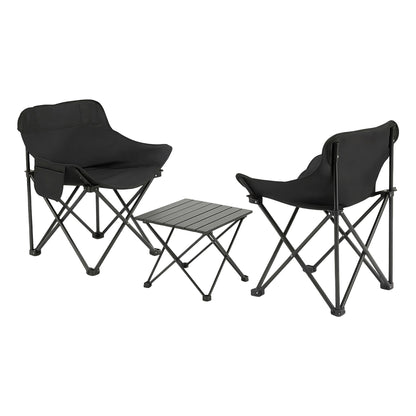 Weisshorn 3-Piece Camping Set – 2 Moon Chairs & 40cm Aluminium Table