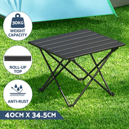 Weisshorn 3-Piece Camping Set – 2 Moon Chairs & 40cm Aluminium Table