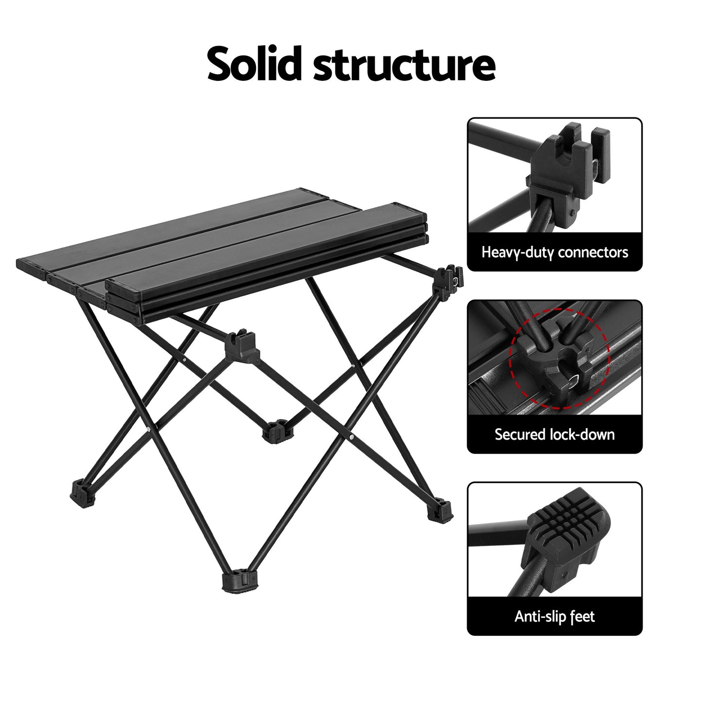 Weisshorn 3-Piece Camping Set – 2 Moon Chairs & 40cm Aluminium Table