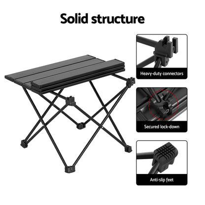 Weisshorn 3-Piece Camping Set – 2 Moon Chairs & 40cm Aluminium Table