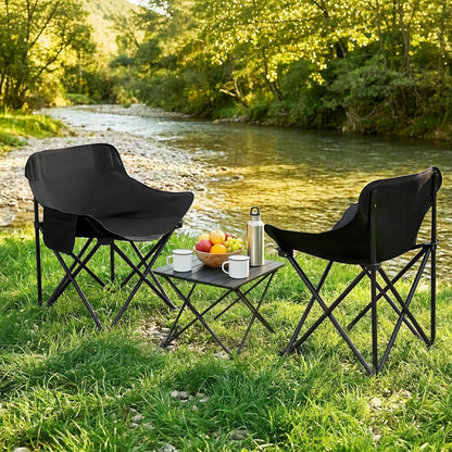 Weisshorn 3-Piece Camping Set – 2 Moon Chairs & 40cm Aluminium Table