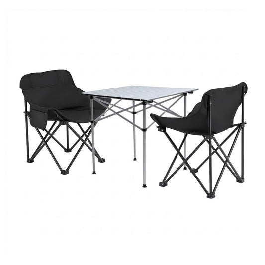 Weisshorn 3-Piece Camping Set – 2 Moon Chairs & 70cm Aluminium Table
