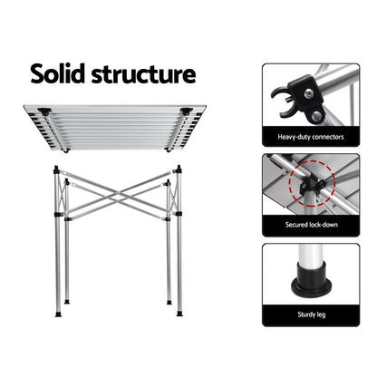 Weisshorn 3-Piece Camping Set – 2 Moon Chairs & 70cm Aluminium Table
