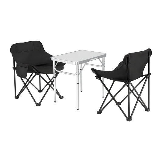 Weisshorn 3-Piece Camping Set – 2 Moon Chairs & 60cm MDF Table