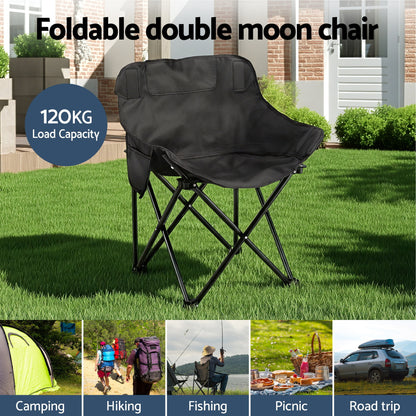 Weisshorn 3-Piece Camping Set – 2 Moon Chairs & 60cm MDF Table