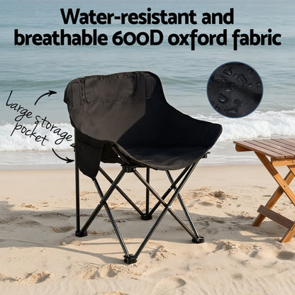 Weisshorn 3-Piece Camping Set – 2 Moon Chairs & 60cm MDF Table
