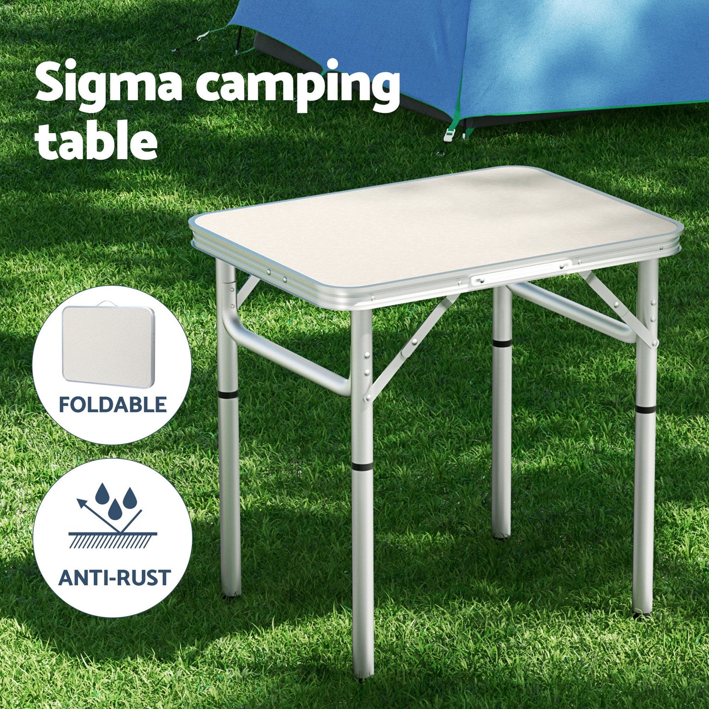 Weisshorn 3-Piece Camping Set – 2 Moon Chairs & 60cm MDF Table